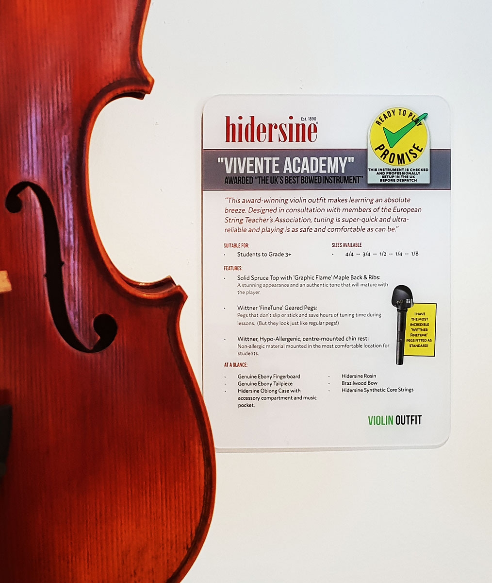 Hidersine Point of Sale - Vivente Academy Perspex Card